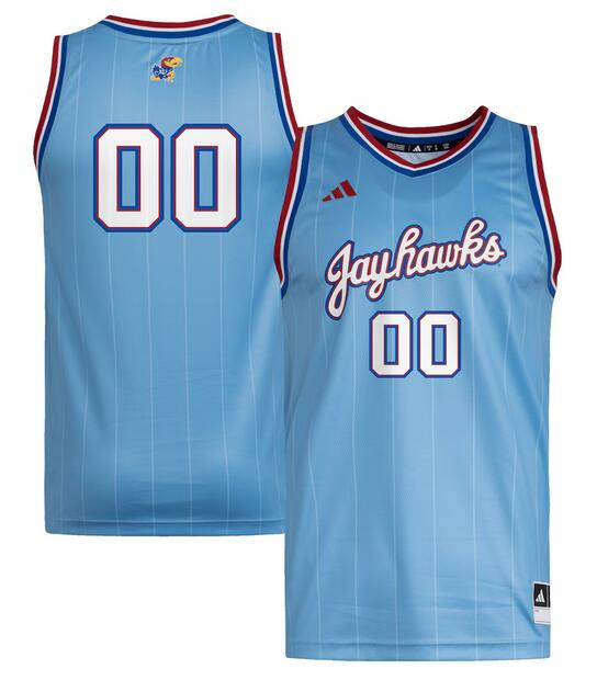 Men's Kansas Jayhawks ACTIVE PLAYER Custom Light Blue Stitched Basketball Jersey Men's Kansas Jayhawks ACTIVE PLAYER Custom Light Blue Stitched Basketball Jersey